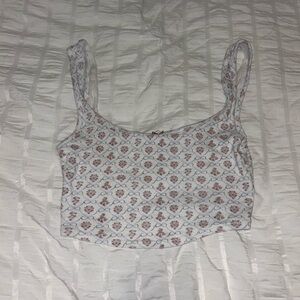 PacSun Blue and Pink Floral Crop Top